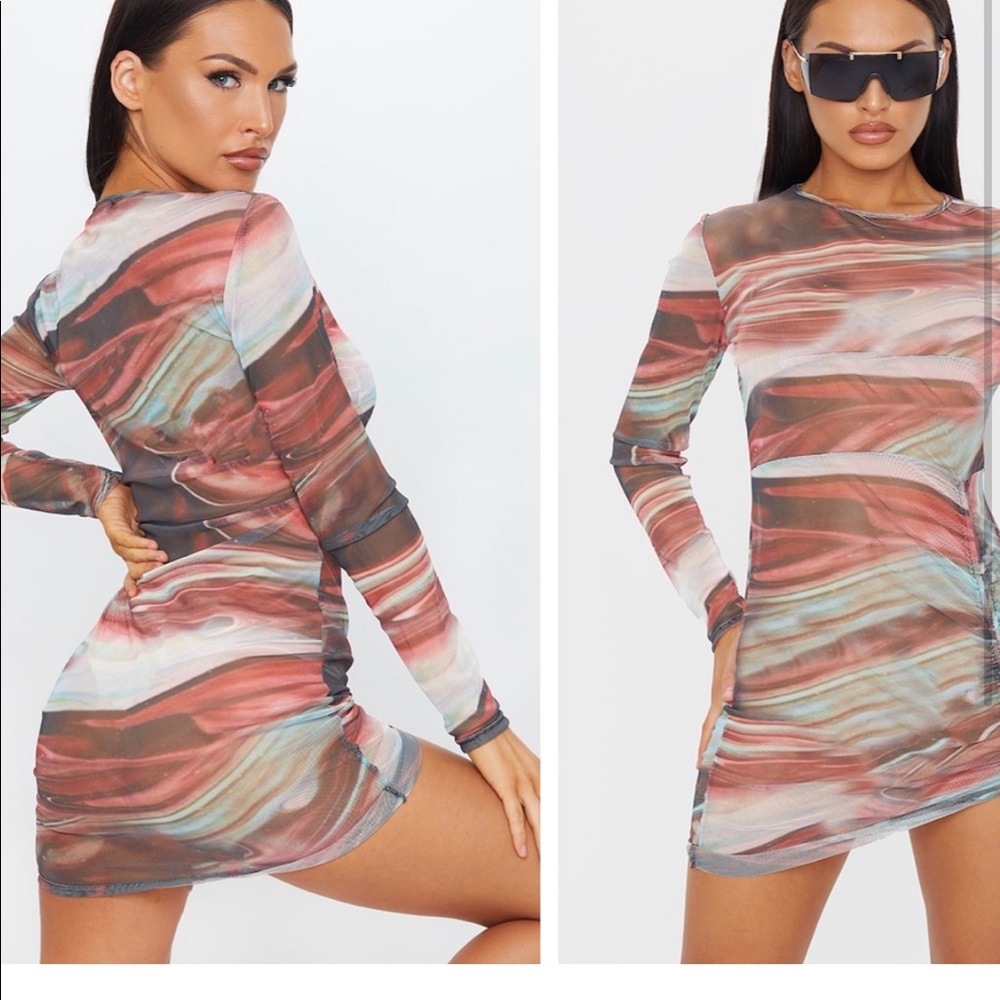 Mesh Long Sleeve Dress